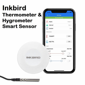 Inkbird Bluetooth Thermometer & Hygrometer Smart Sensor Data Logger with Waterproof External Probe for Android & iOS, for Food Storage Brewing Reptiles Instrument - Imported from UK